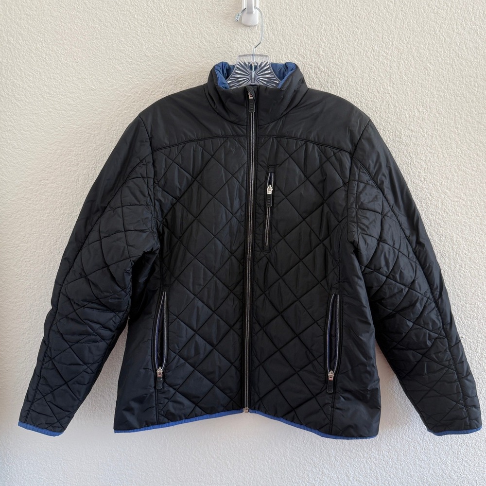 Lands End Womens Black 100% Nylon Quilted Puffer Jacket Full Zip Gorpcore Medium